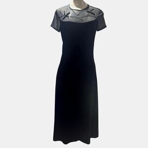 Vintage Floral Mesh Beads Velvet Velour Dress Whimsigoth Fairy Grunge size 6
